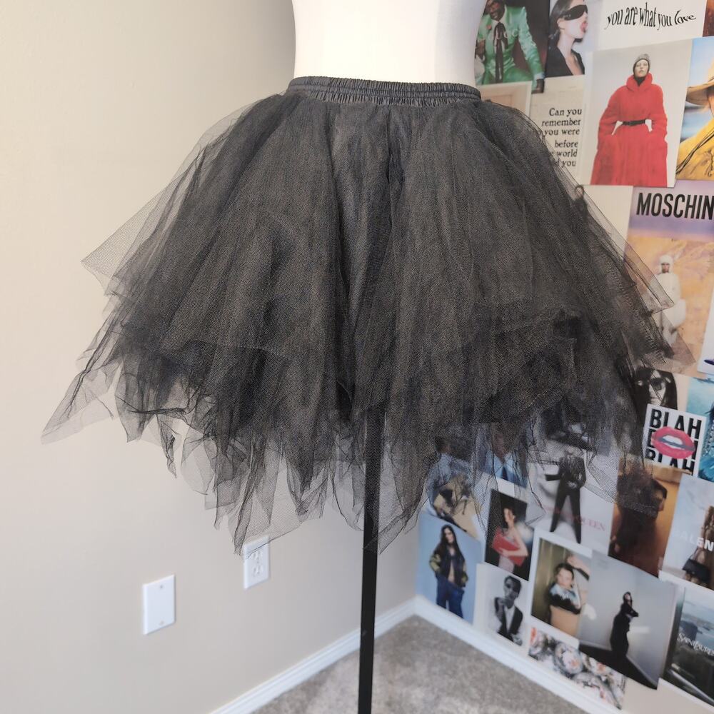 Black Tulle Ruffle Mini Skirt Punk Vintage